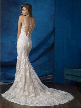 Allure Bridals Ivory Lace Illusion Back Mermaid Gown